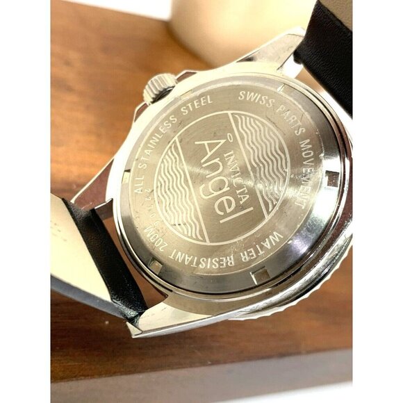 Invicta Women's Watch 22706 Angel Quartz Silver Dial Black Leather Band 40mm - Picture 6 of 14